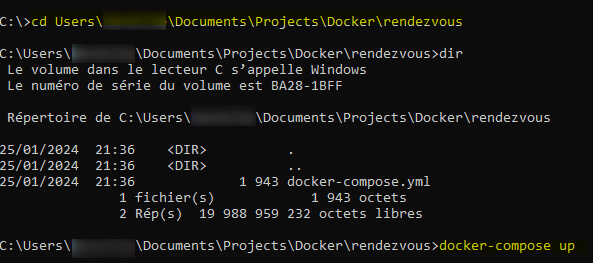 Lancez la commande docker-compose up